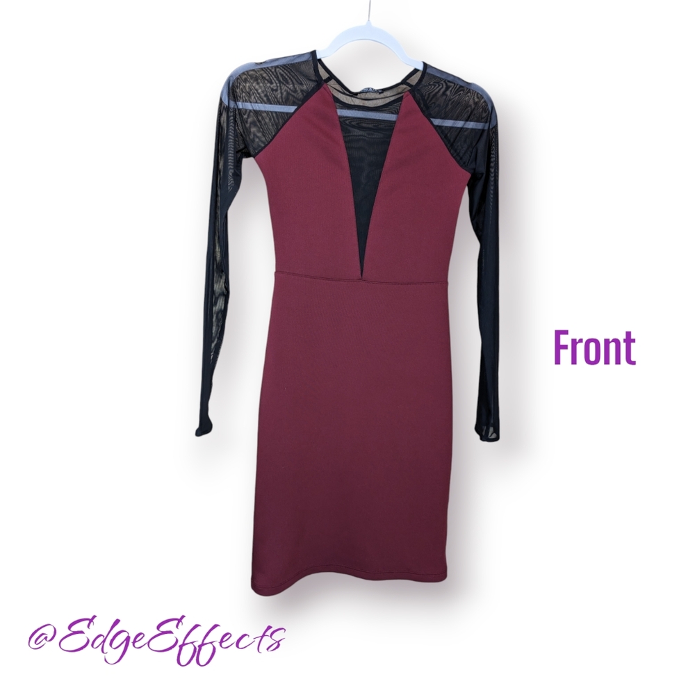 Kenny & Co Maroon Black BodyCon Dress Size M